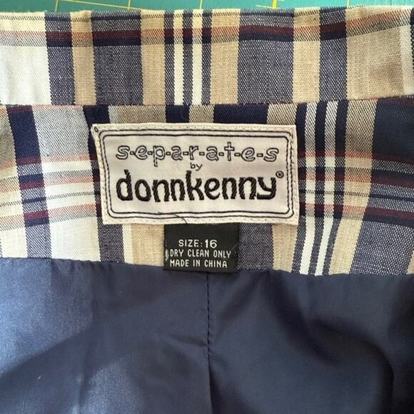 Vintage Donnkenny Blue Plaid Blazer Jacket Long Sleeves Shoulder Pads sz 16 - Picture 3 of 5